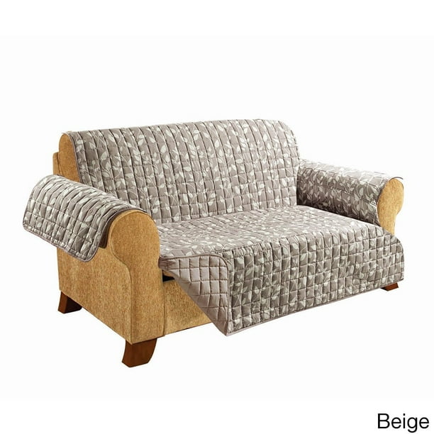 Cream Sofa Elegant Comfort Quilted Leaf Design Reversible Furniture Protector for Pet Dog Children Kids with Ties to Prevent Slipping Off Treatment Microfiber Cream Sofa Elegant Comfort Quilted Leaf Design Reversible Furniture Protector for Pet Dog Children Kids with Ties to Prevent Slipping Off Treatment Microfiber